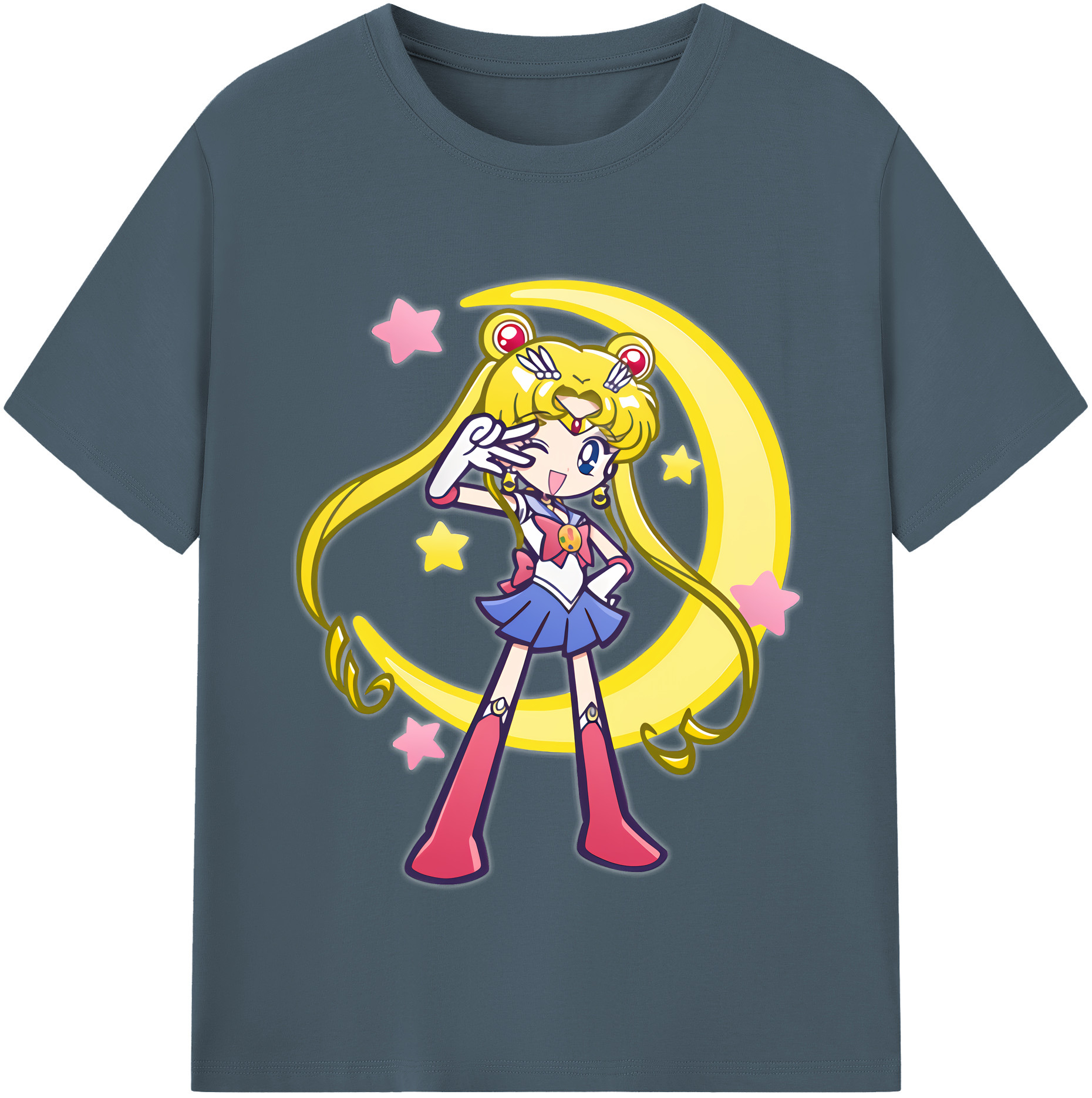 （画像用） 美少女戦士セーラームーン 月野 うさぎ つきの うさぎ Sailor Moon Tsukino Usagi 綿100％半袖Tシャツ（フロントプリント）